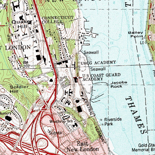 Topographic Map of Leamy Hall, CT