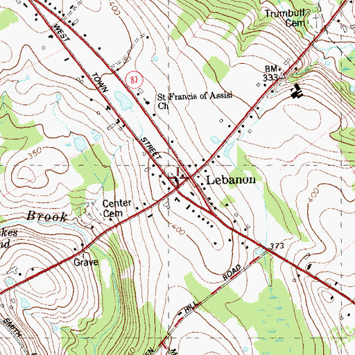 Topographic Map of Lebanon Green Historic District, CT