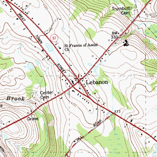 Topographic Map of Lebanon Town Hall, CT