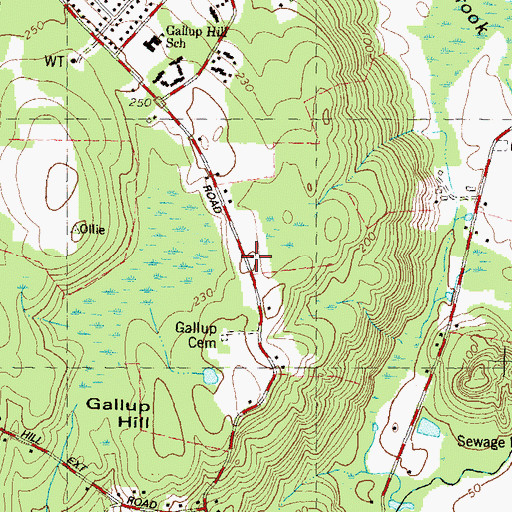 Topographic Map of Ledyard Assembly of God Church, CT