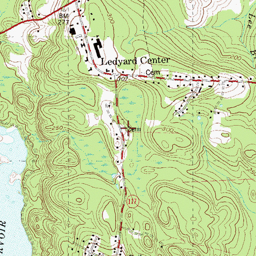 Topographic Map of Ledyard Center Cemetery, CT