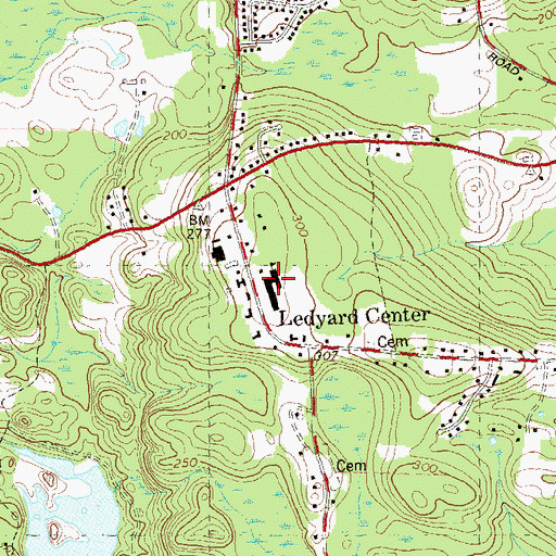Topographic Map of Ledyard Center School, CT