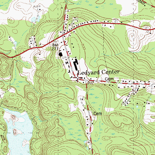 Topographic Map of Ledyard Center Shopping Center, CT