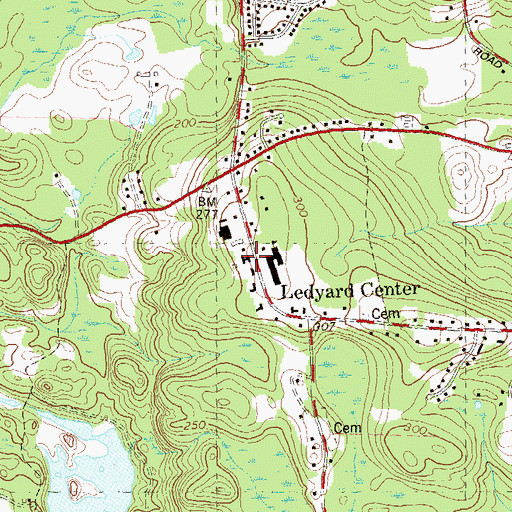 Topographic Map of Ledyard Congregational Church, CT