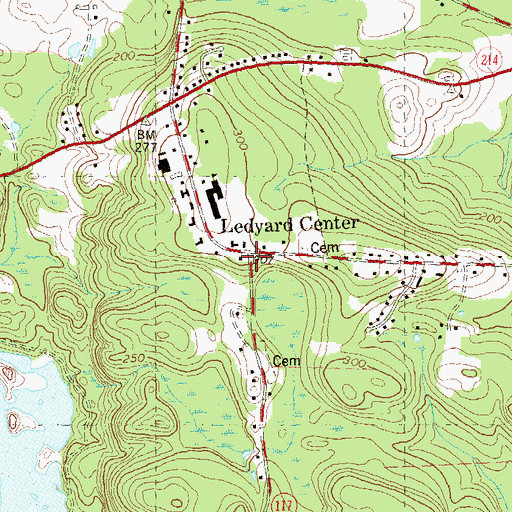 Topographic Map of Ledyard Library, CT