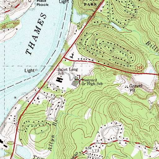 Topographic Map of Ledyard Middle School, CT