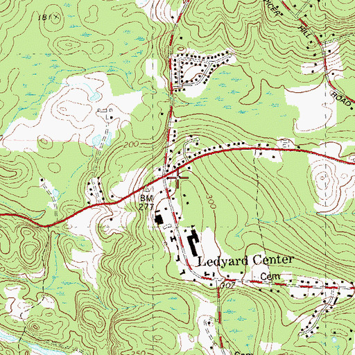 Topographic Map of Ledyard Post Office, CT