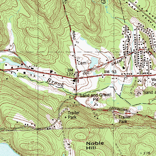 Topographic Map of Leffingwell Baptist Church, CT