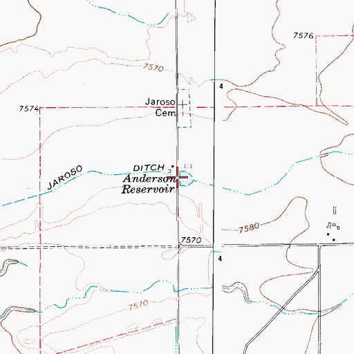 Topographic Map of Anderson Reservoir, CO