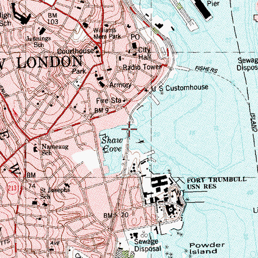 Topographic Map of Long Bridge, CT