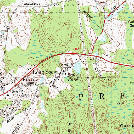Topographic Map of Long Society Cemetery, CT