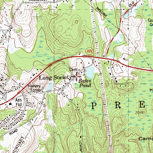 Topographic Map of Long Society Congregational Church, CT