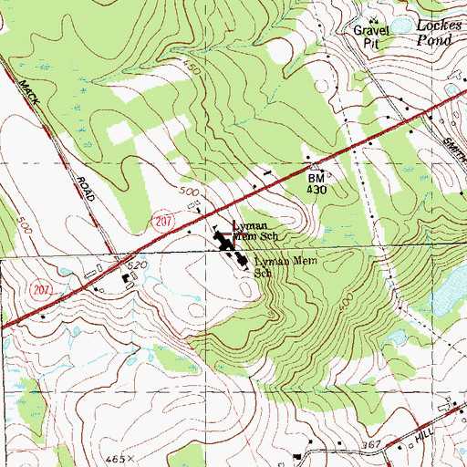 Topographic Map of Lyman Memorial High School, CT