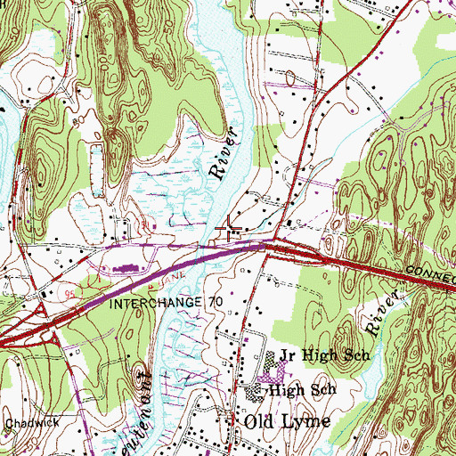 Topographic Map of Lyme Art Association Gallery, CT