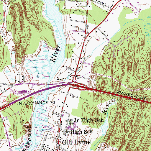 Topographic Map of Lyme Historical Society Library, CT