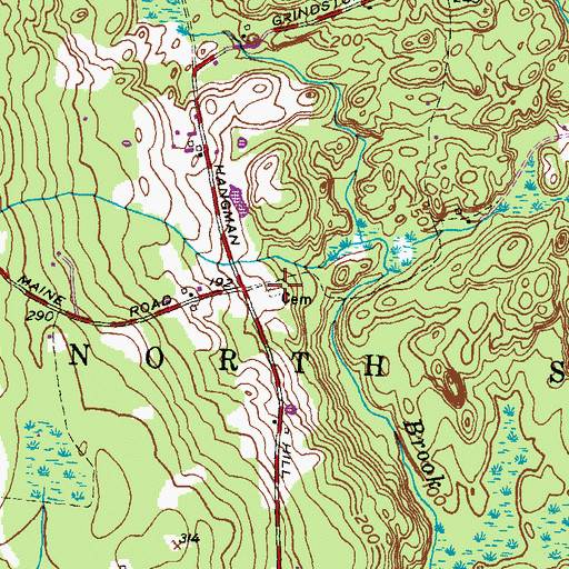 Topographic Map of Maine Cemetery, CT
