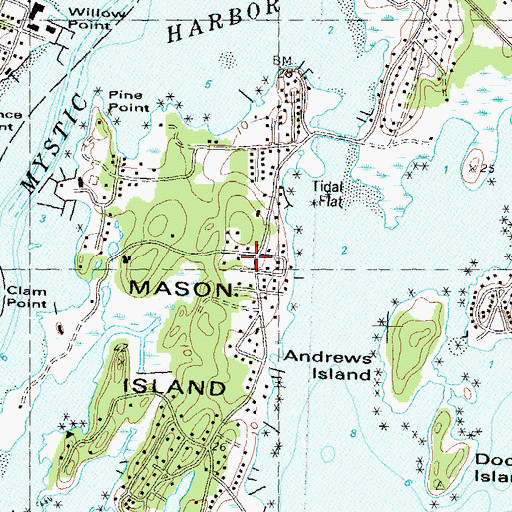 Topographic Map of Masons Island Cemetery, CT