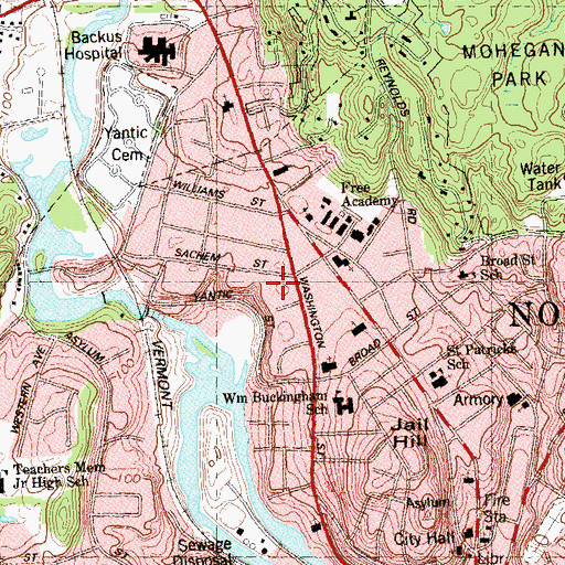 Topographic Map of Masonic Temple, CT