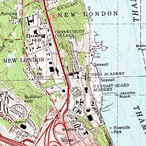 Topographic Map of McAllister Hall, CT