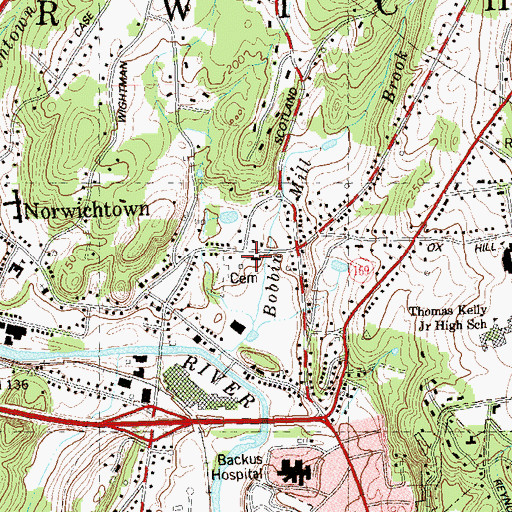 Topographic Map of Meadows Shopping Center, CT