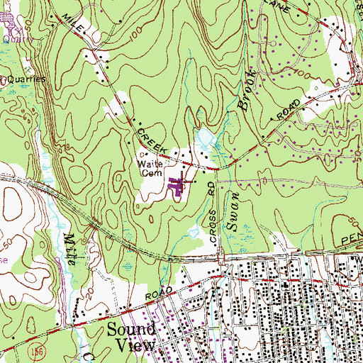 Topographic Map of Mile Creek School, CT