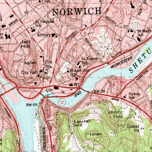 Topographic Map of Missionary II Church of God, CT