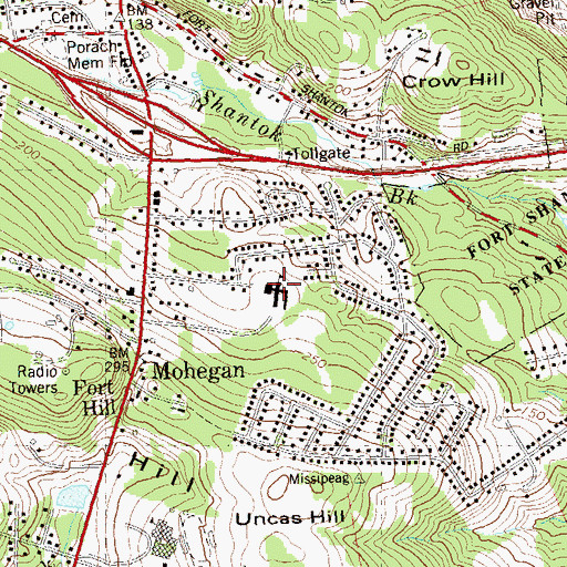 Topographic Map of Mohegan School, CT