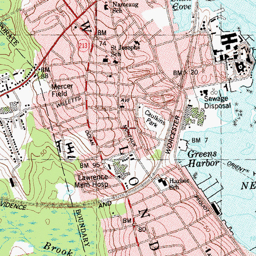 Topographic Map of Montauk Avenue Historic District, CT