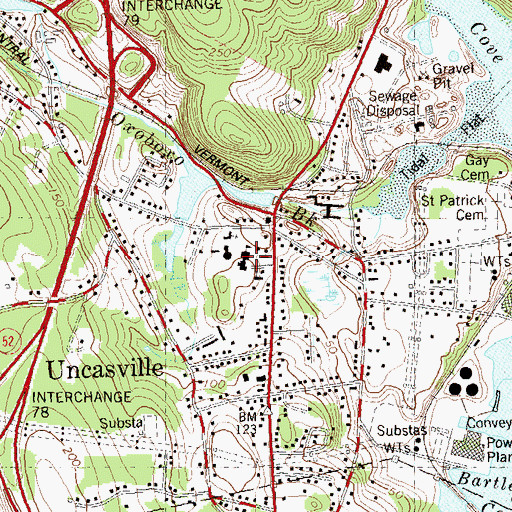 Topographic Map of Montville Alternate Education Center, CT