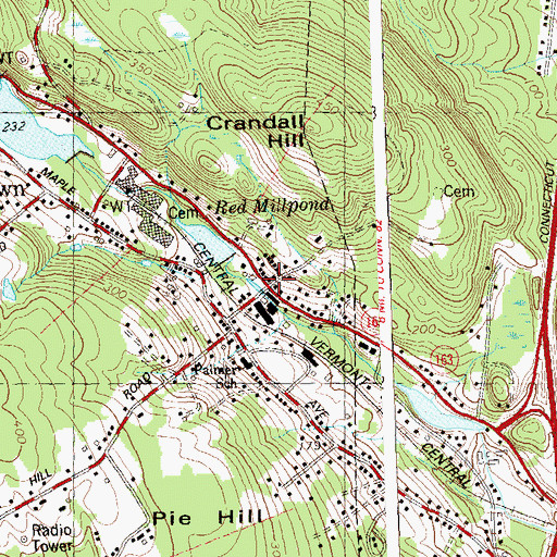 Topographic Map of Montville Post Office, CT