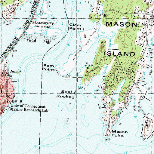 Topographic Map of Mud Cove, CT