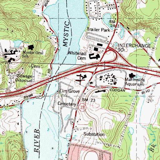 Topographic Map of Mystic Factory Outlet II Shopping Center, CT