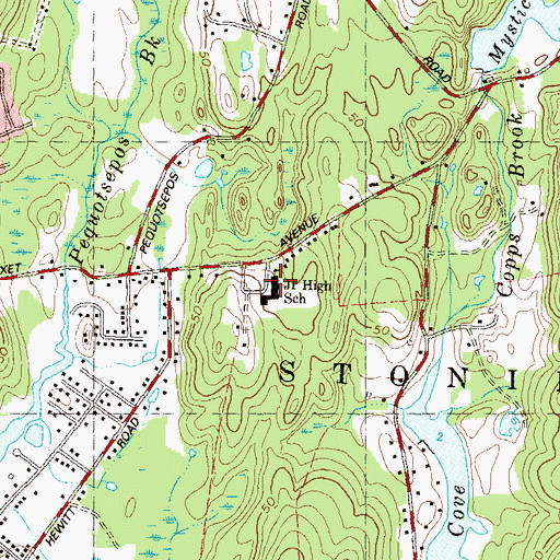 Topographic Map of Mystic Middle School, CT