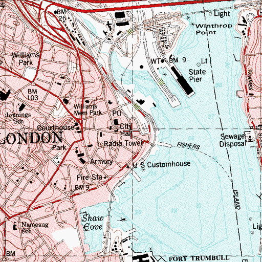 Topographic Map of Nathan Hale School (historical), CT