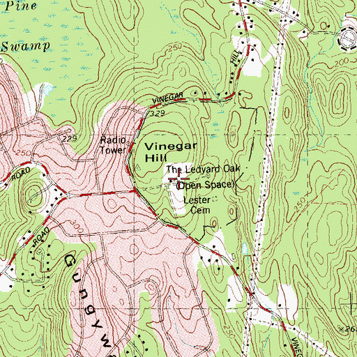Topographic Map of Nathan Lester House, CT