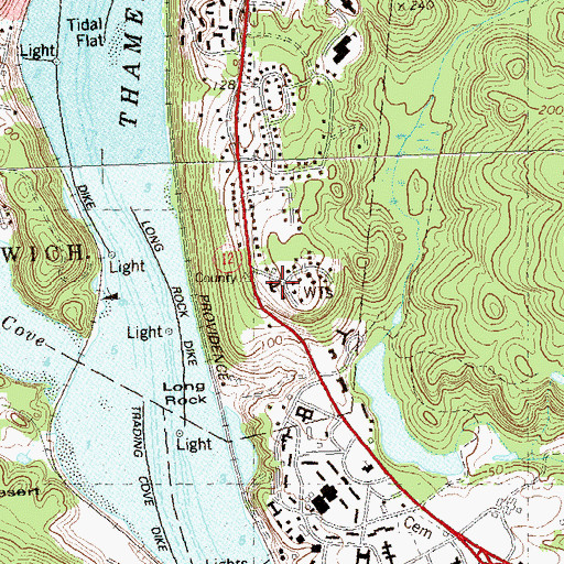 Topographic Map of New London County Home (historical), CT