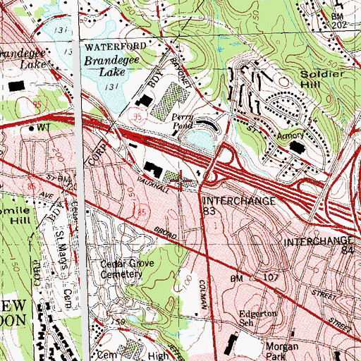 Topographic Map of New London Shopping Center, CT
