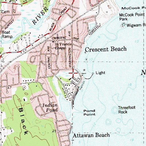Topographic Map of Niantic Bay Yacht Club, CT