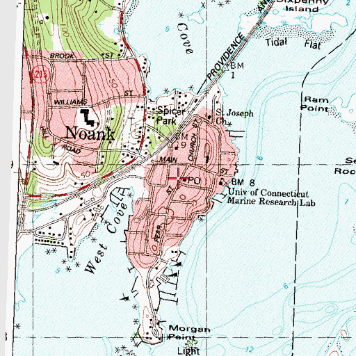 Topographic Map of Noank Historical Society Museum, CT