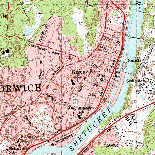 Topographic Map of North End Field, CT