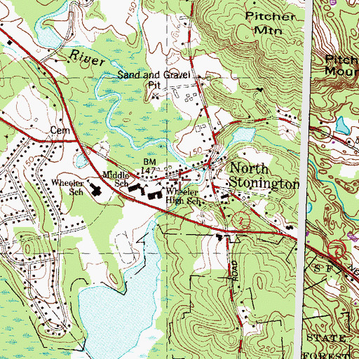 Topographic Map of North Stonington Church, CT