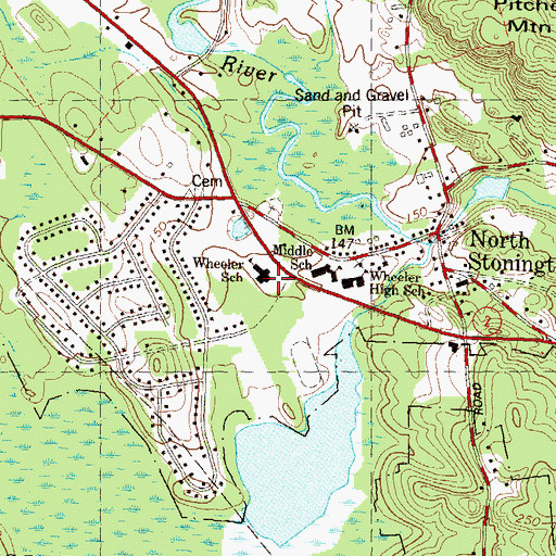 Topographic Map of North Stonington Elementary School, CT