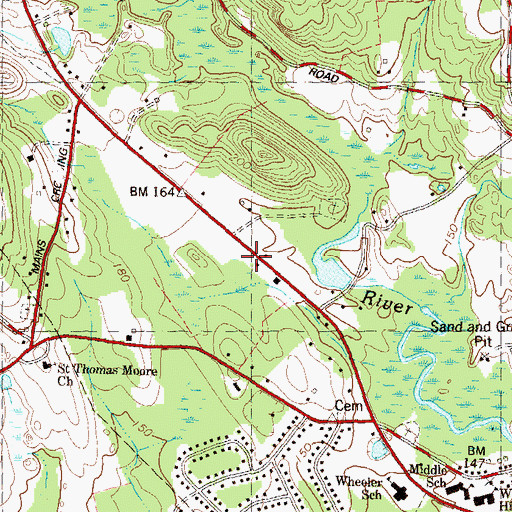 Topographic Map of North Stonington Post Office, CT