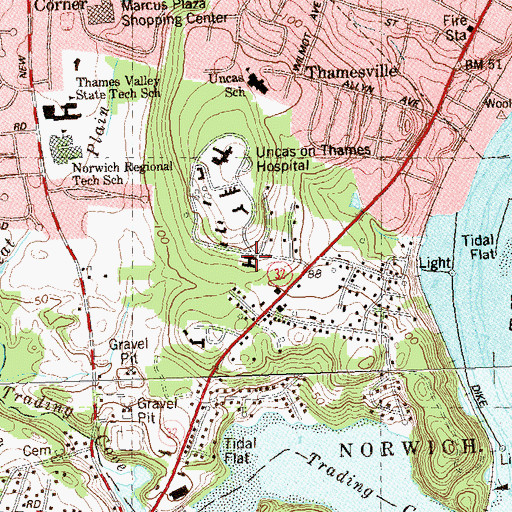 Topographic Map of Norwich Health Department, CT