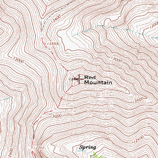 Topographic Map of Red Mountain, CO