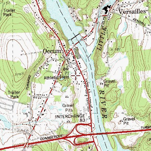 Topographic Map of Occum Playground, CT