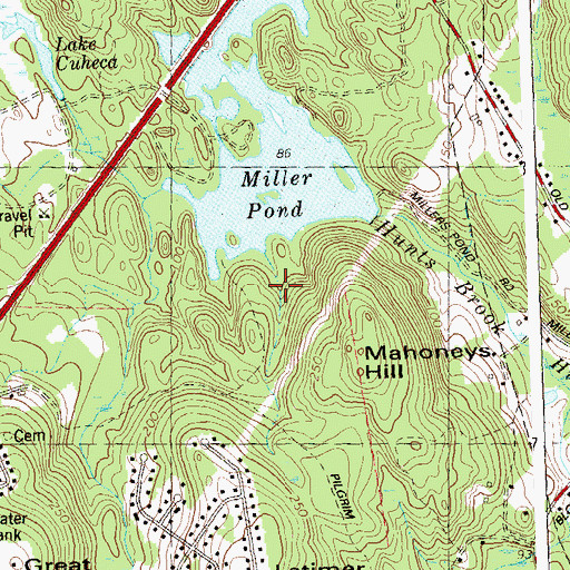 Topographic Map of Old Barry Farm, CT