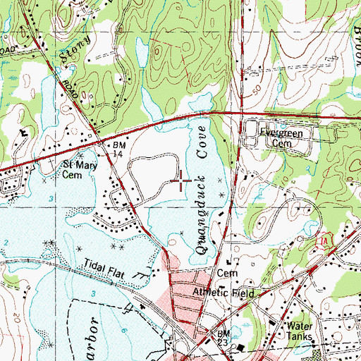 Topographic Map of Old Breakwater, CT