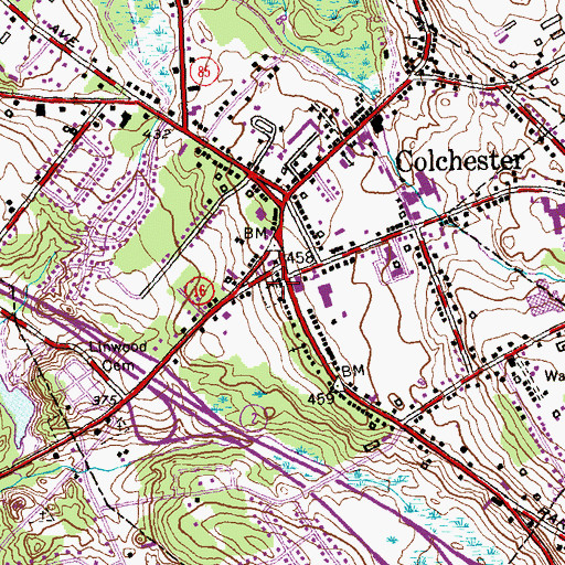 Topographic Map of Colchester Burying Ground Cemetery, CT
