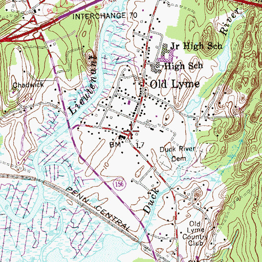 Topographic Map of Old Lyme Historic District, CT